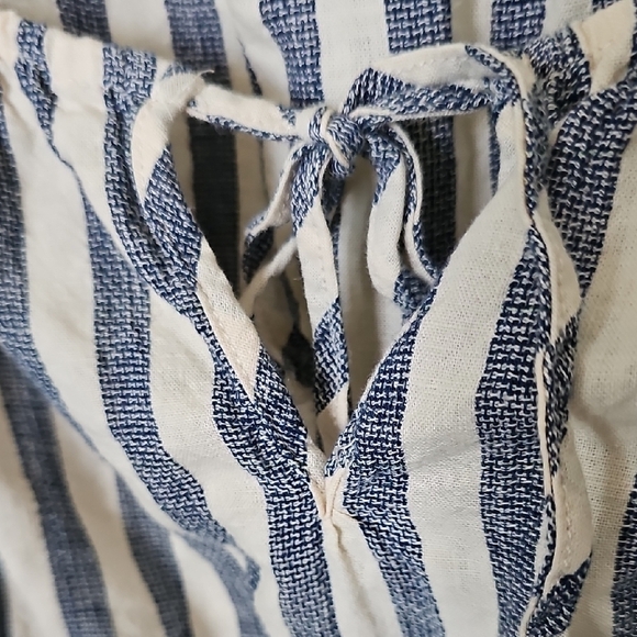 Universal Thread Navy White Linen Blend Milk maid Striped Puff Sleeve Dress XXL - Picture 4 of 14